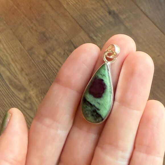 Authentic *Ruby Zoisite* Teardrop Necklace Pendant | Sterling Silver | NEW - Picture 6 of 12